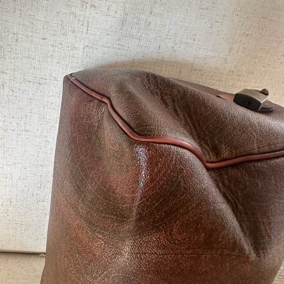 Etro Paisley Leather Boston Bag with Lock + Keys + Luggage Tag - Picture 5 of 11